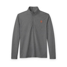 Load image into Gallery viewer, Quarter-Zip Pullover — Men's Heather Gray Performance with Small Embroidered Logo