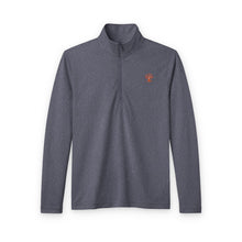 Load image into Gallery viewer, Quarter-Zip Pullover — Men's Heather Gray Performance with Small Embroidered Logo
